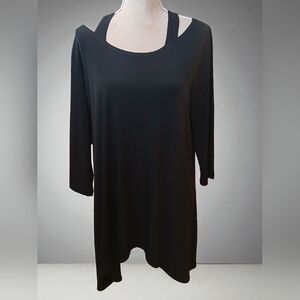 Clara Sun Woo Womans Assymetric Cold Shoulder Black Large Whimsygoth Art